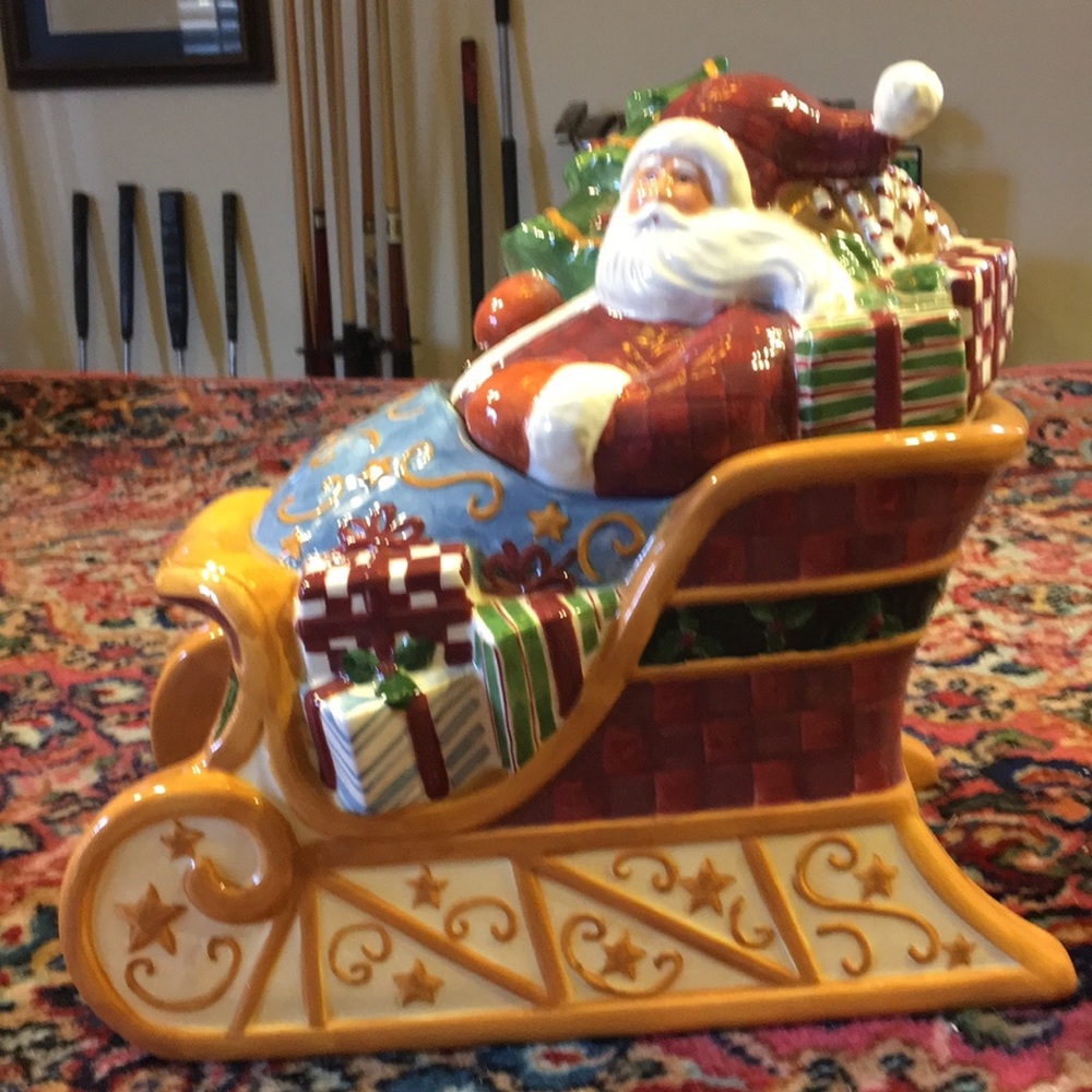 SANTA IN SLEIGH COOKIE JAR